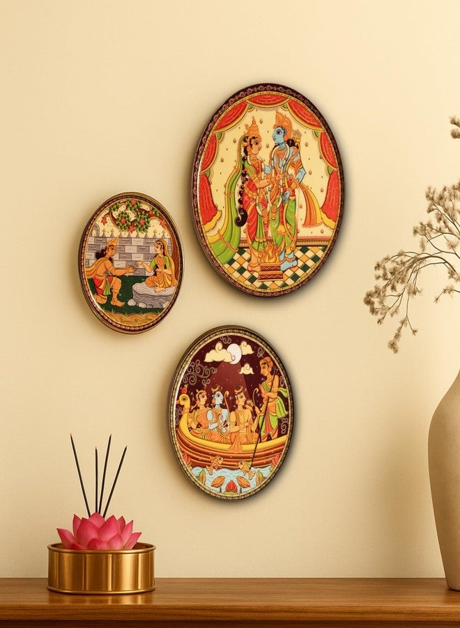RITUALISTIC Ramayan Wall Plate for home decor | metal wall decor items for living room | diwali gifts for family & family | home decor and house warming gift items | wall art & showpiece| Set of 3 - Image 1